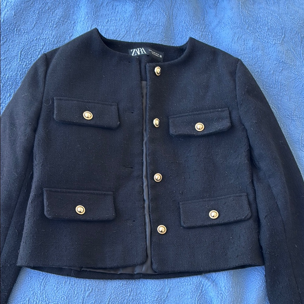 Zara Black Jacket with Gold Buttons